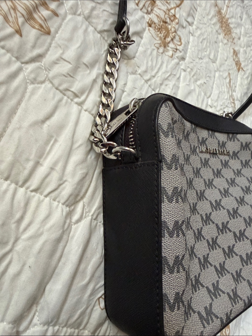 Michael Kors Black and Gray MK Logo Crossbody Bag - Picture 3 of 7